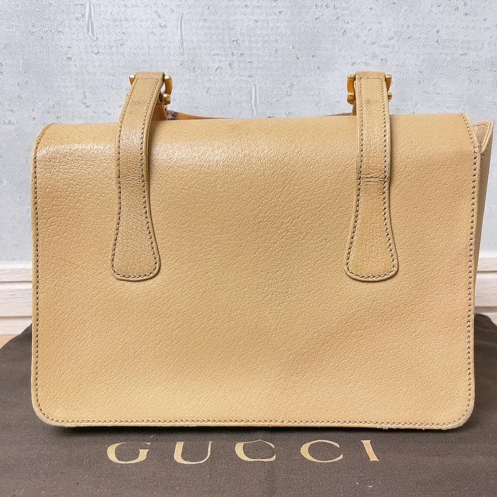 GUCCI バンブー レザー オールドグッチ ハンドバッグ ターンロック 金具