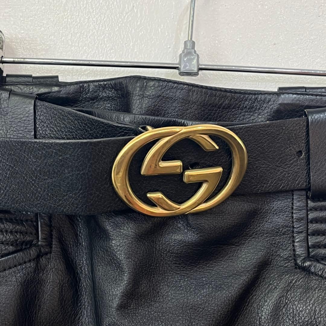 GUCCI グッチ レディース 牛革レザースカートサイズ38