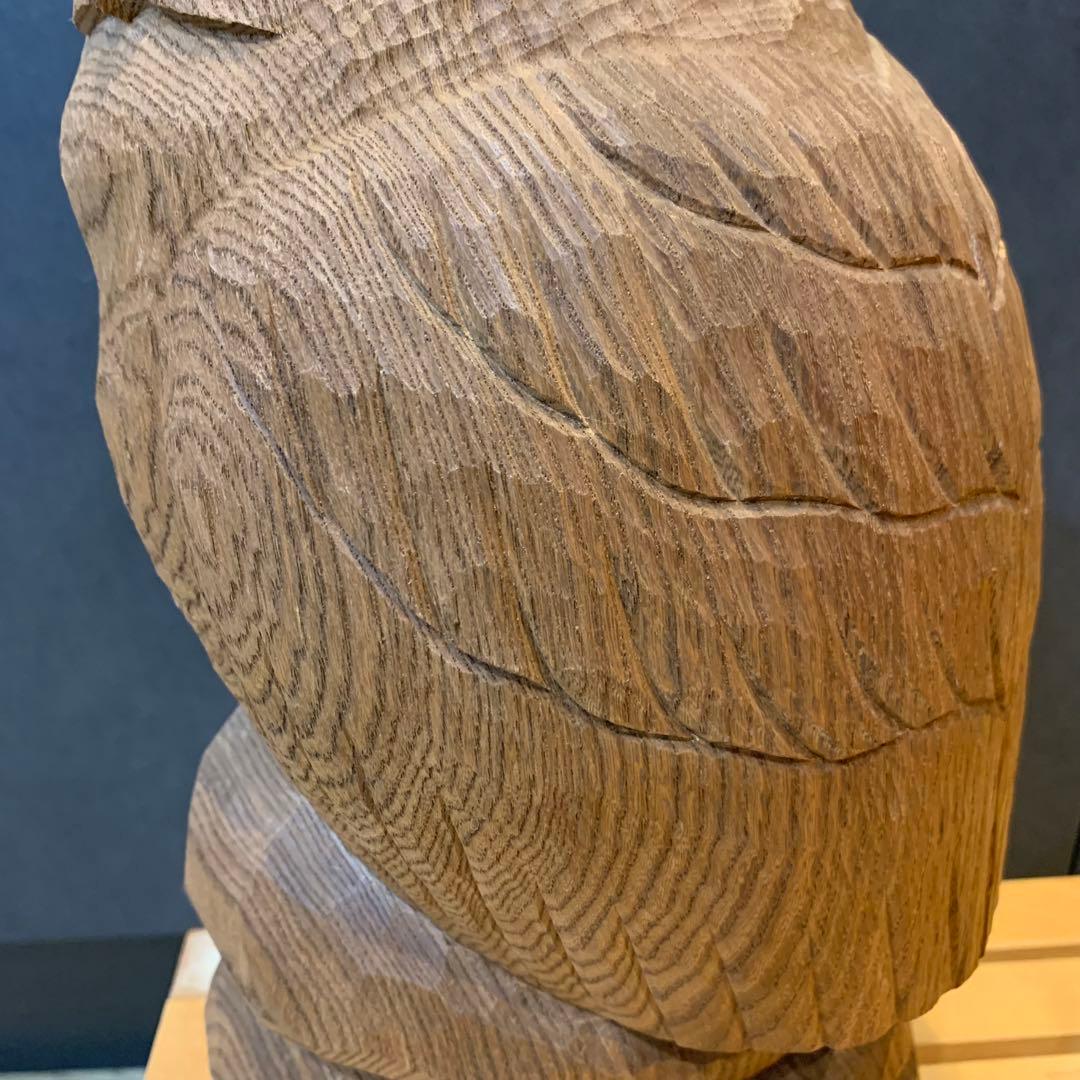 希少✨高瀬秀雄作 シマフクロウ 幸運 木彫り 風水 オブジェ 不苦労 北