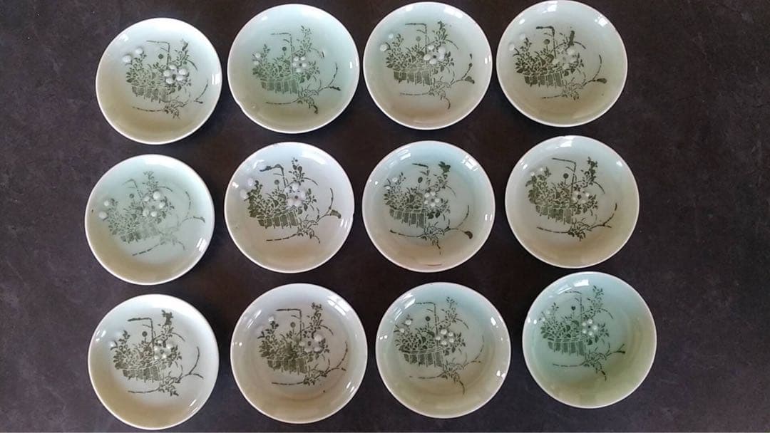 青磁 小皿 豆皿 印判 ヴィンテージ 古道具 瀬戸 煎茶器 アンティーク