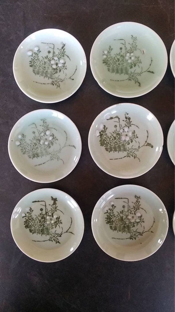 青磁 小皿 豆皿 印判 ヴィンテージ 古道具 瀬戸 煎茶器 アンティーク