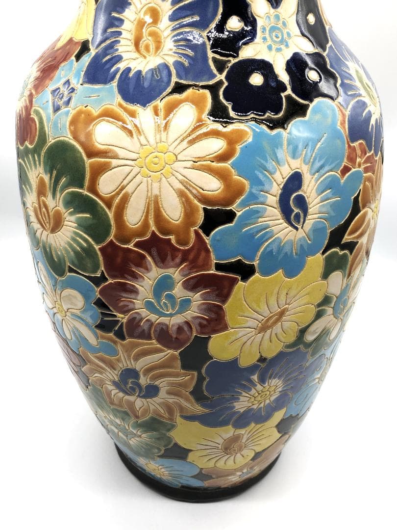 【 インド 19世紀花瓶 】　高さ56ｃｍ　八彩唐花尽し　コレクター放出