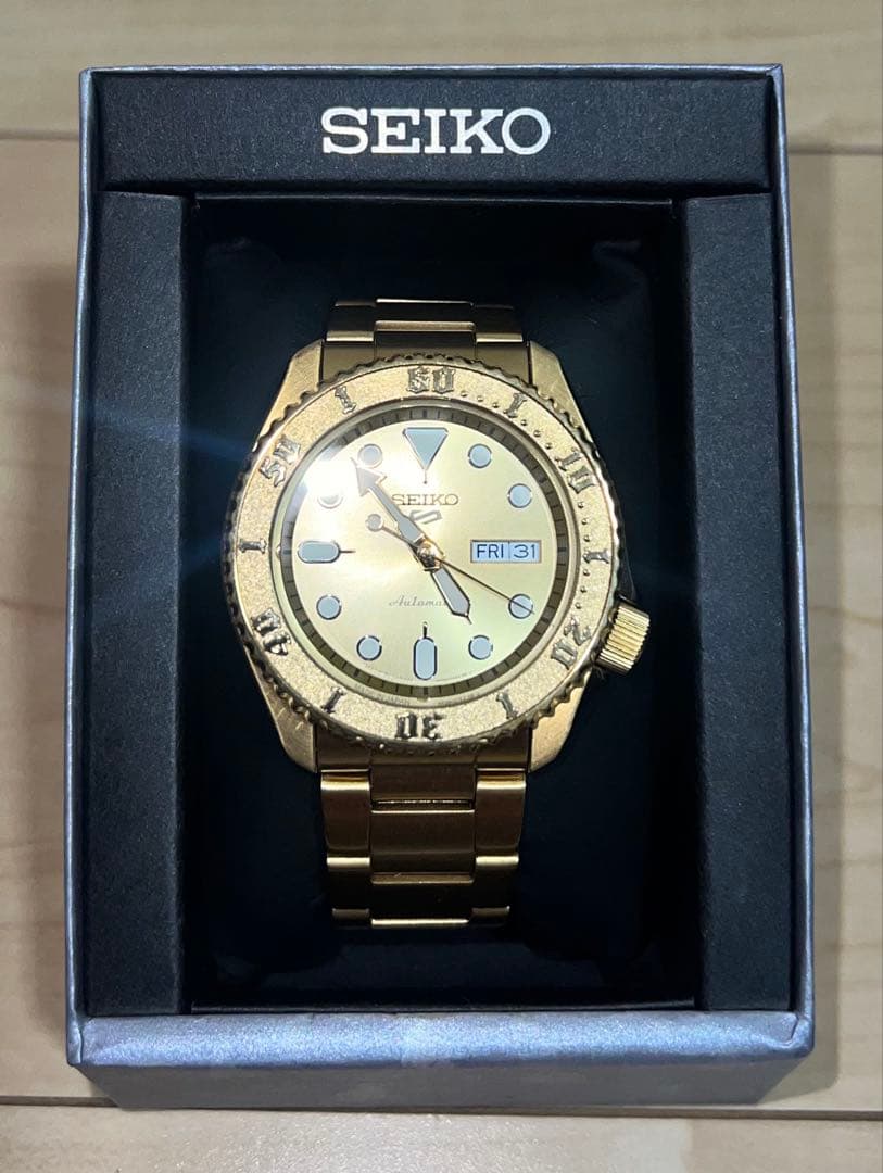 セイコー 5 スポーツ 自動巻腕時計 海外モデル　SRPE74 ゴールド