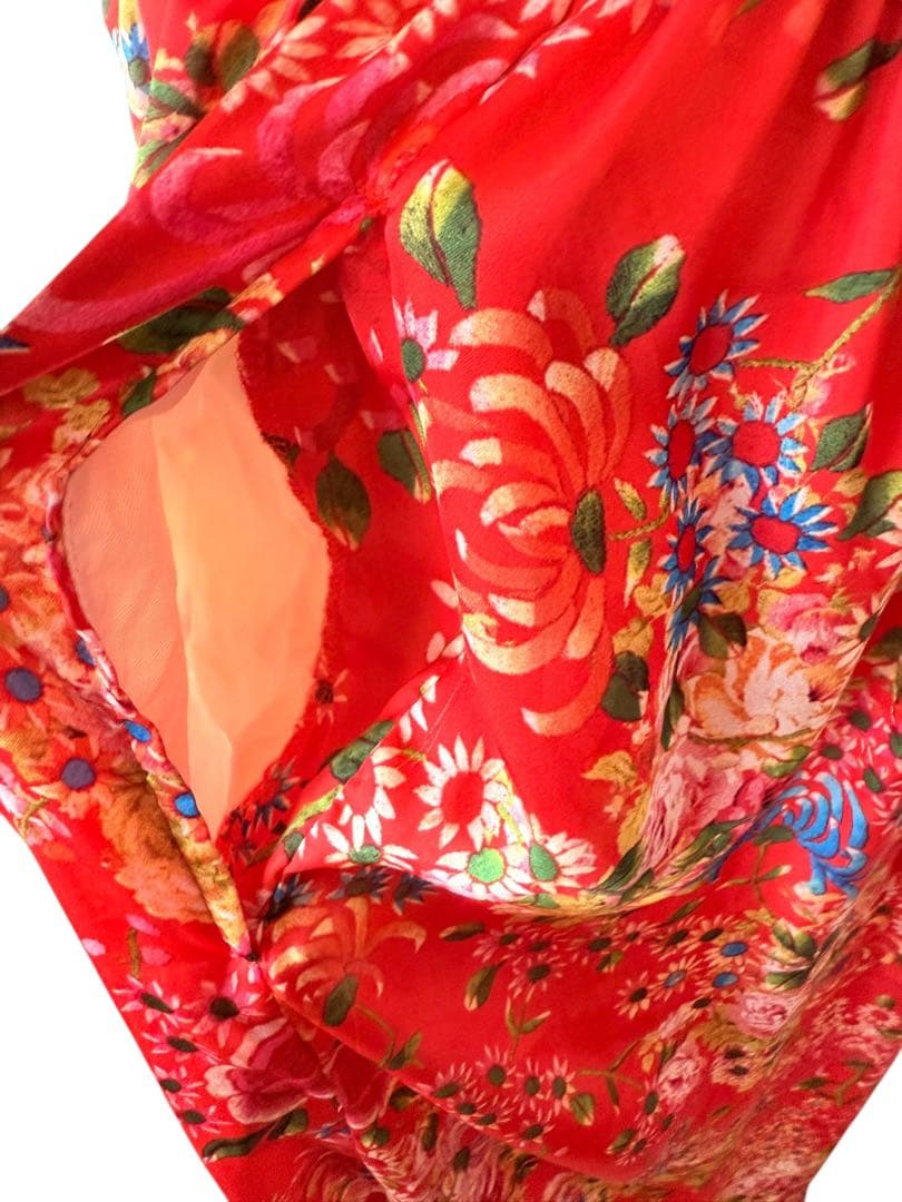 Comme des garçons 花柄 フレアスカート 赤