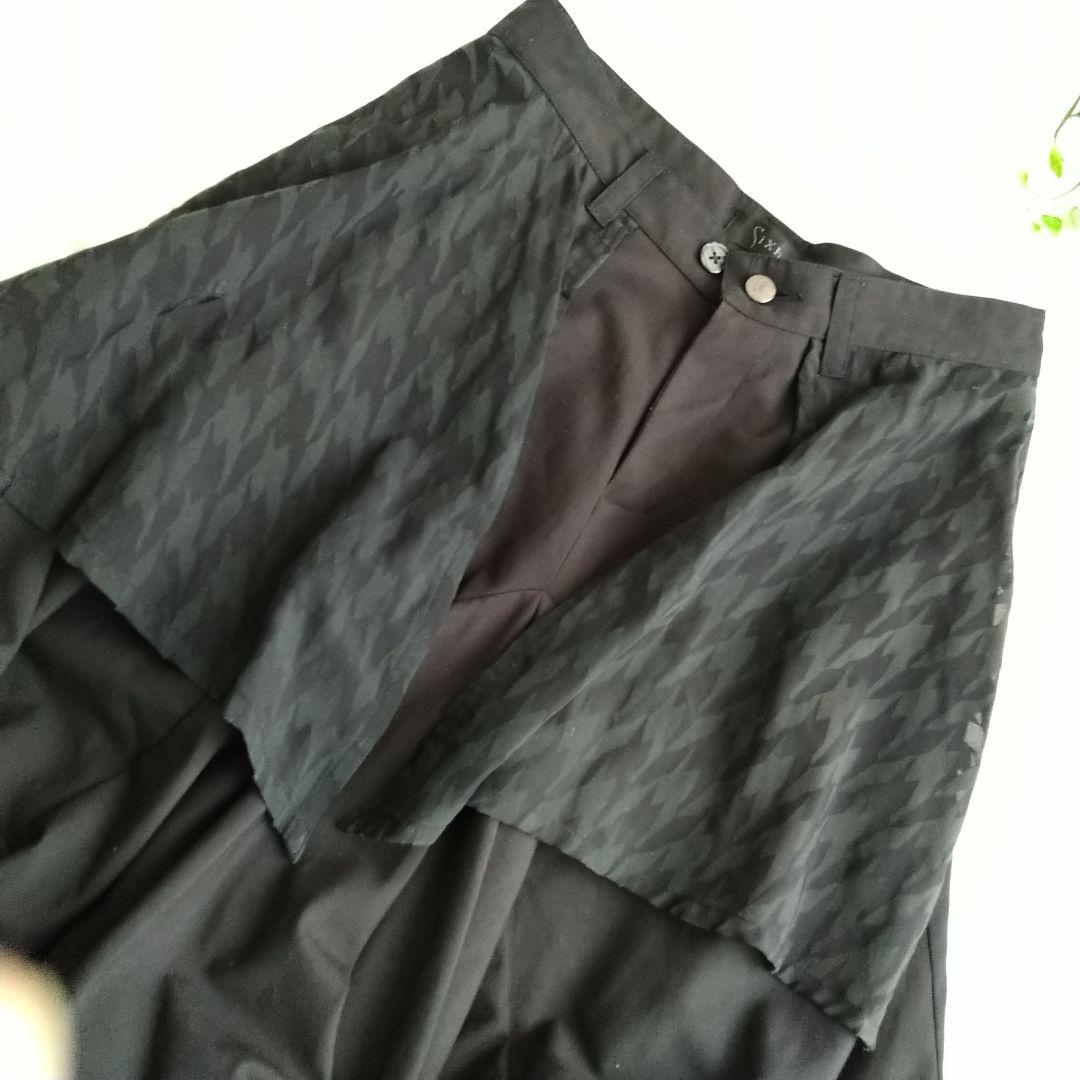 エイチナオト サルエルパンツ ワイドレッグ デザインパンツ チドリ 黒