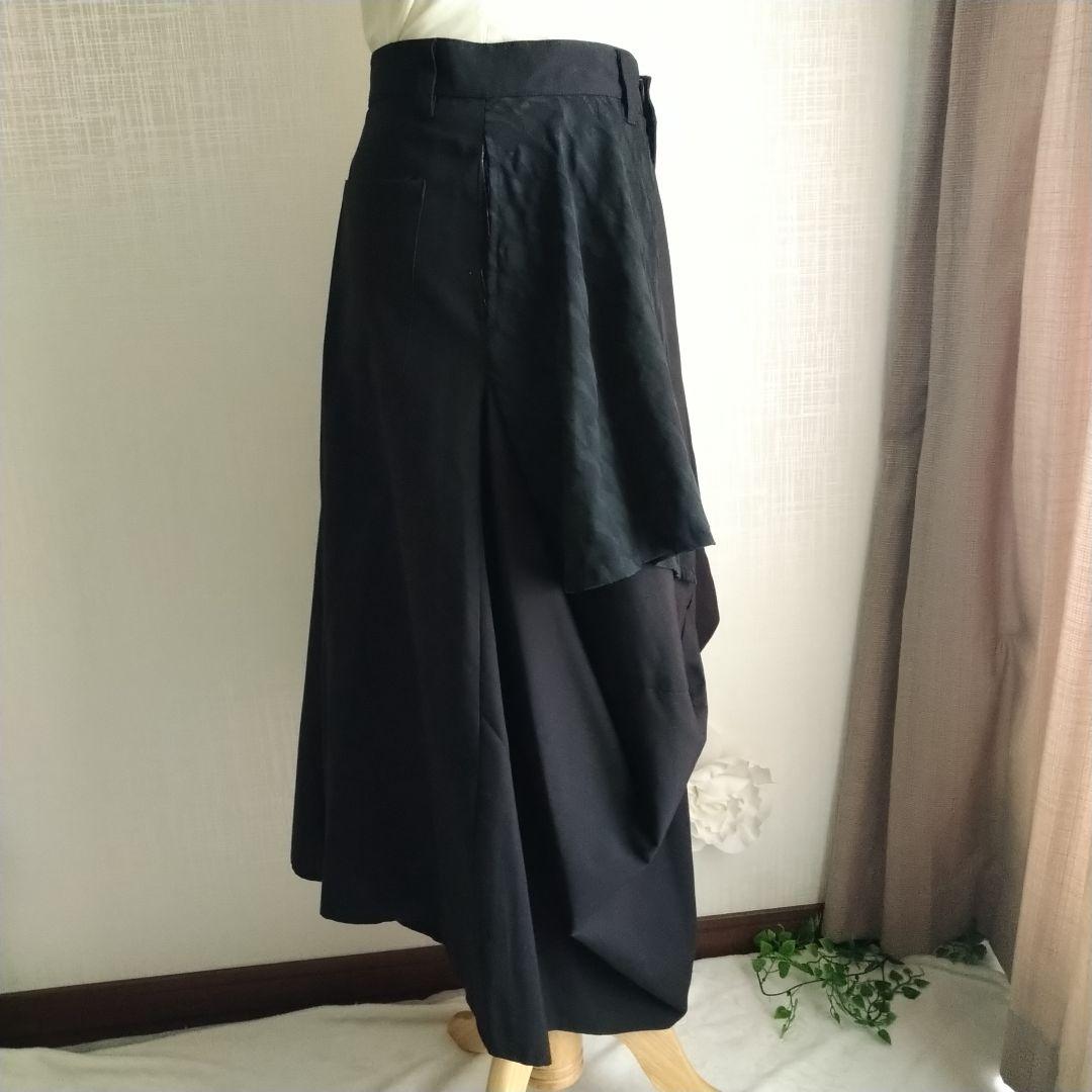 エイチナオト サルエルパンツ ワイドレッグ デザインパンツ チドリ 黒