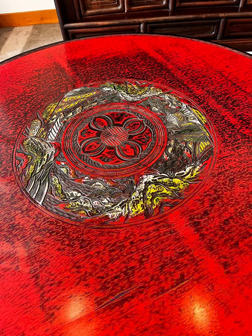 中国骨董 唐家具 飾彫り 卓 座卓 ちゃぶ台 センターテーブル 古家具レトロ