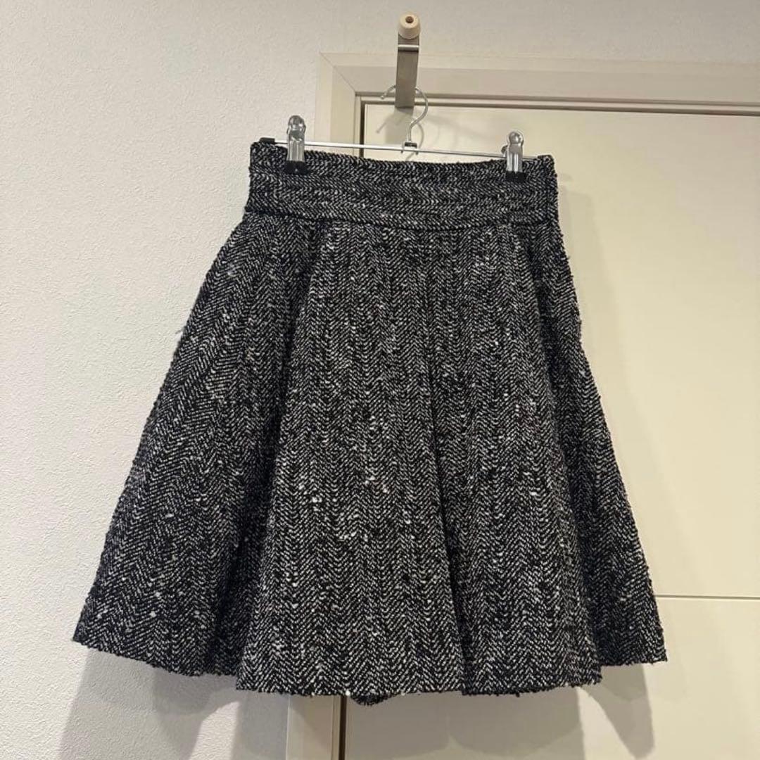 新品！セブンテン♡ツイード　ハイウエスト　フレアキュロット　ヘリンボーン　XS