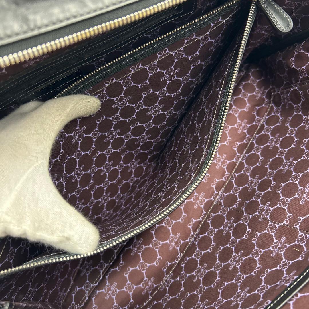 【美品】ソメスサドル　ビジネスバッグ　2way レザー　ロゴ金具　シルバー　黒