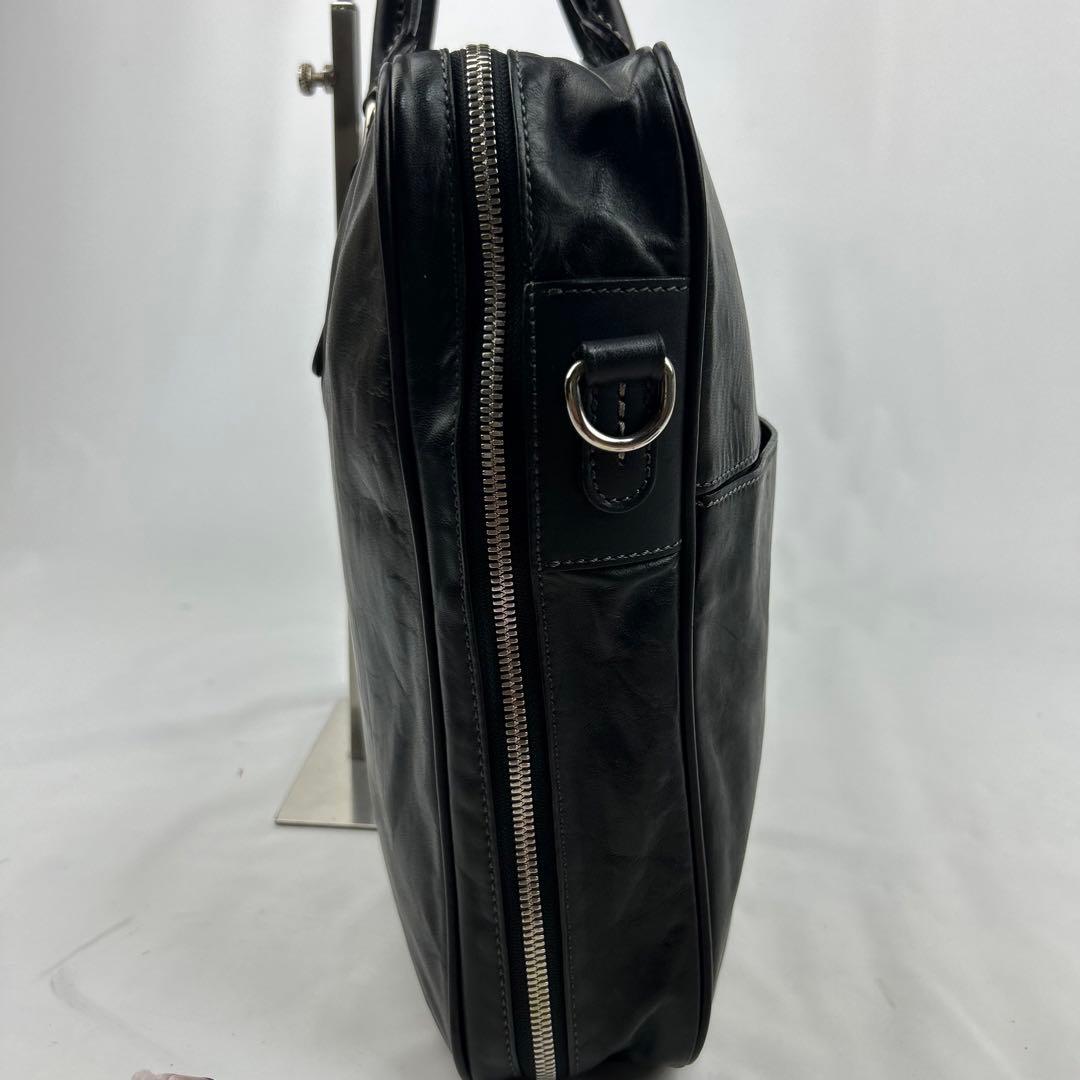 【美品】ソメスサドル　ビジネスバッグ　2way レザー　ロゴ金具　シルバー　黒