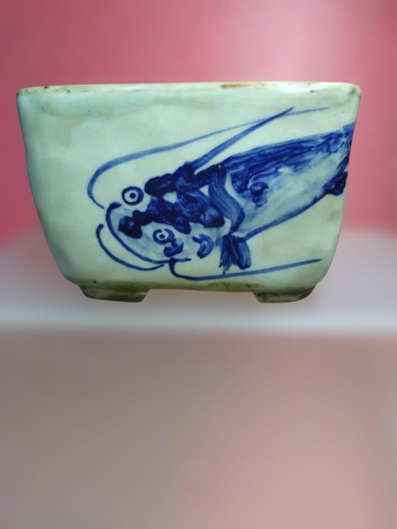 ナマズの絵柄の盆栽鉢 ナマズの絵柄の盆栽鉢