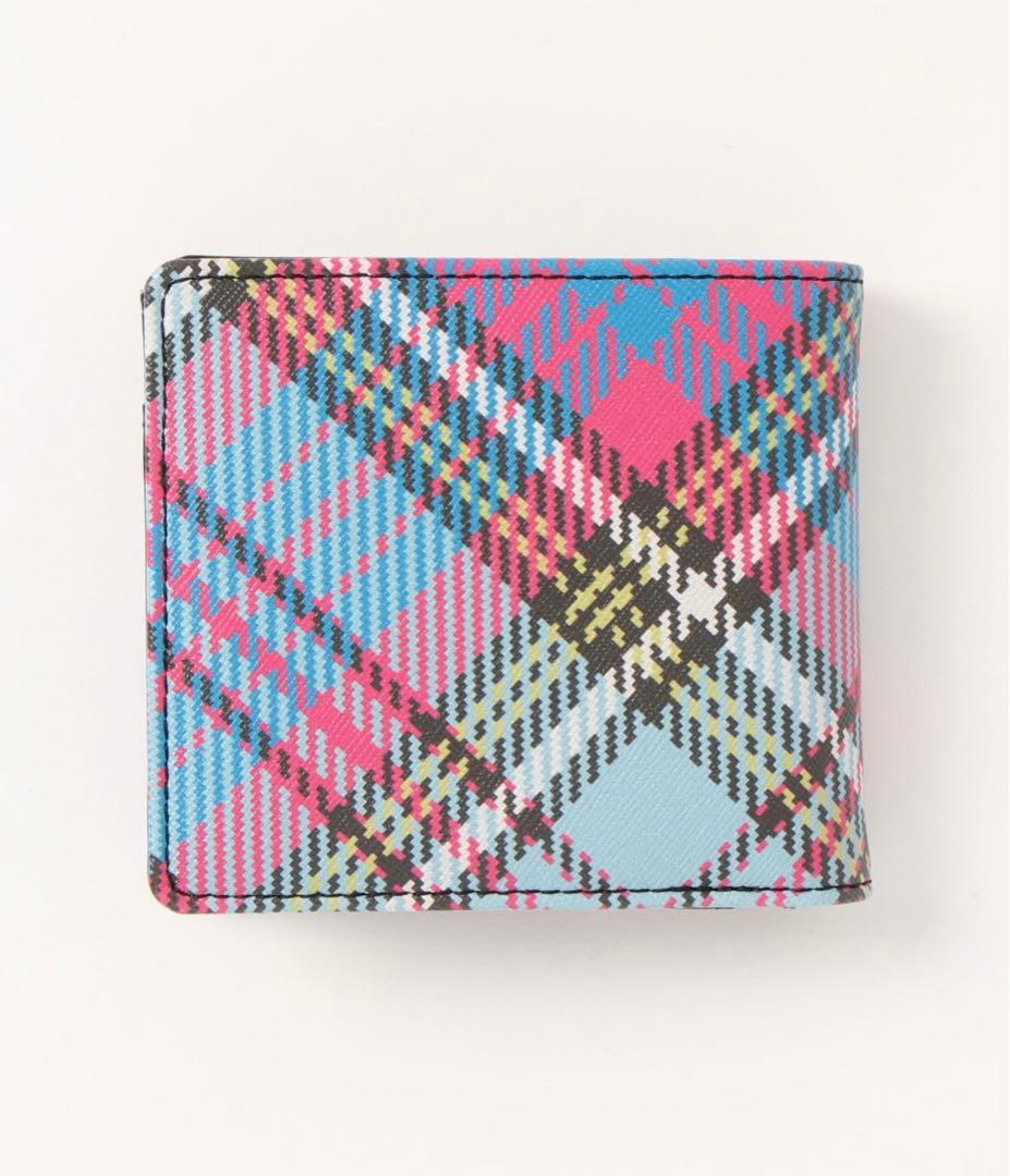 新品☆ヴィヴィアン2つ折り財布 チェック 水色 2023