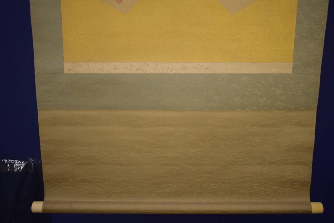 真作/今尾景年/花籠画賛/扇面/絹表装/横物/布袋屋掛軸HI-756