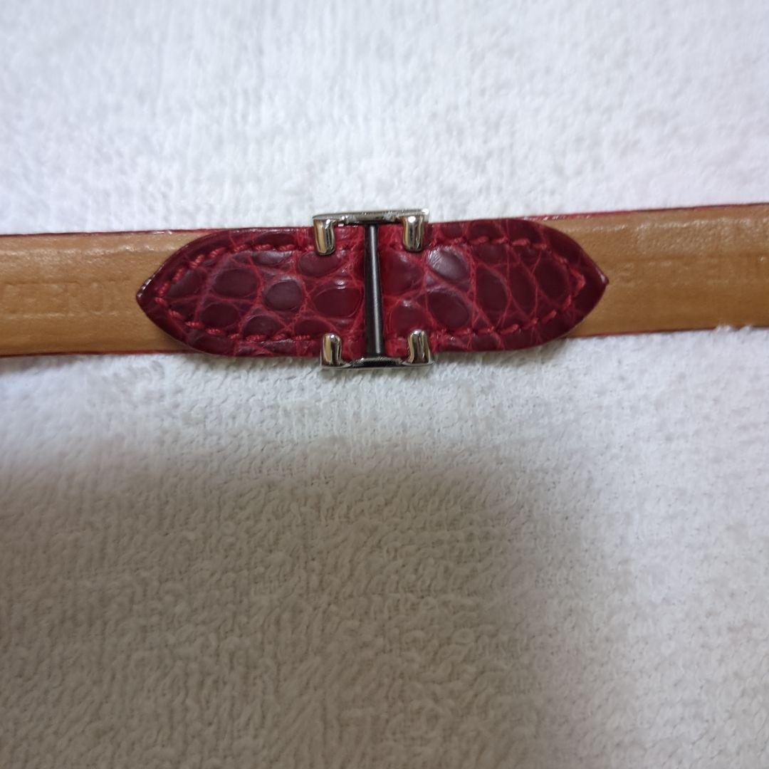 ブシュロン リフレ S スモール レザーベルト アリゲーター 赤 時計