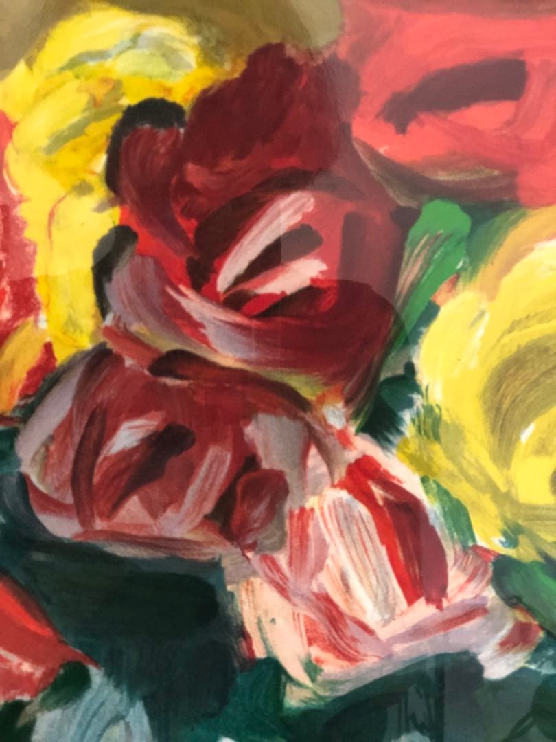 梅村龍三郎作　薔薇図　エジション付き　仕覆共箱付き　洋画家