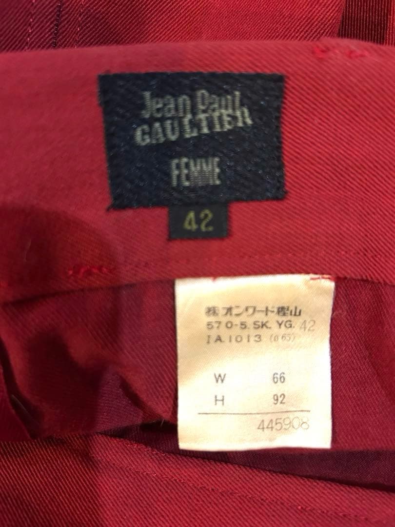 Jean Paul Gaultier フレアスカート 42 レッド
