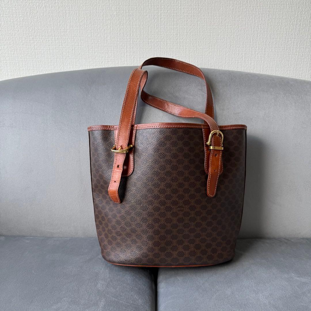 セリーヌ マカダム ハンドバッグ バケツ トートバッグ ブラウン