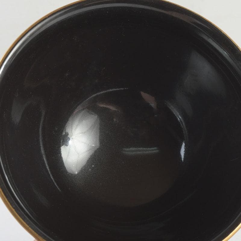 茶道具 京焼 平安 紫雲造 色絵 黒仁清七宝文 数茶碗 六客 V