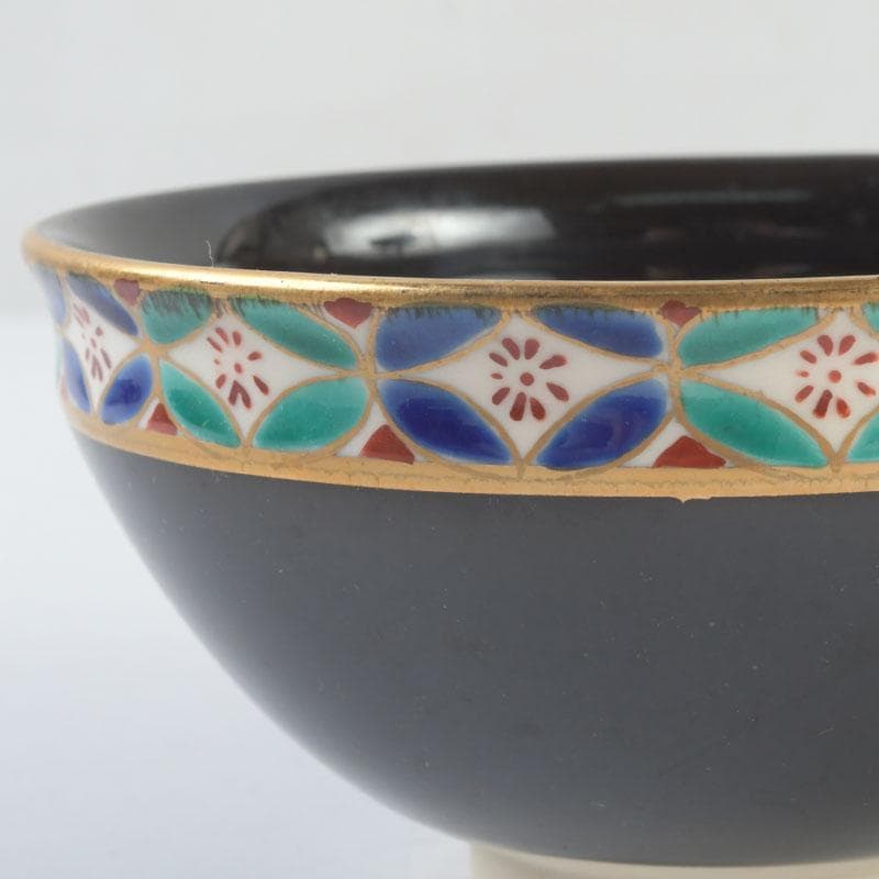 茶道具 京焼 平安 紫雲造 色絵 黒仁清七宝文 数茶碗 六客 V