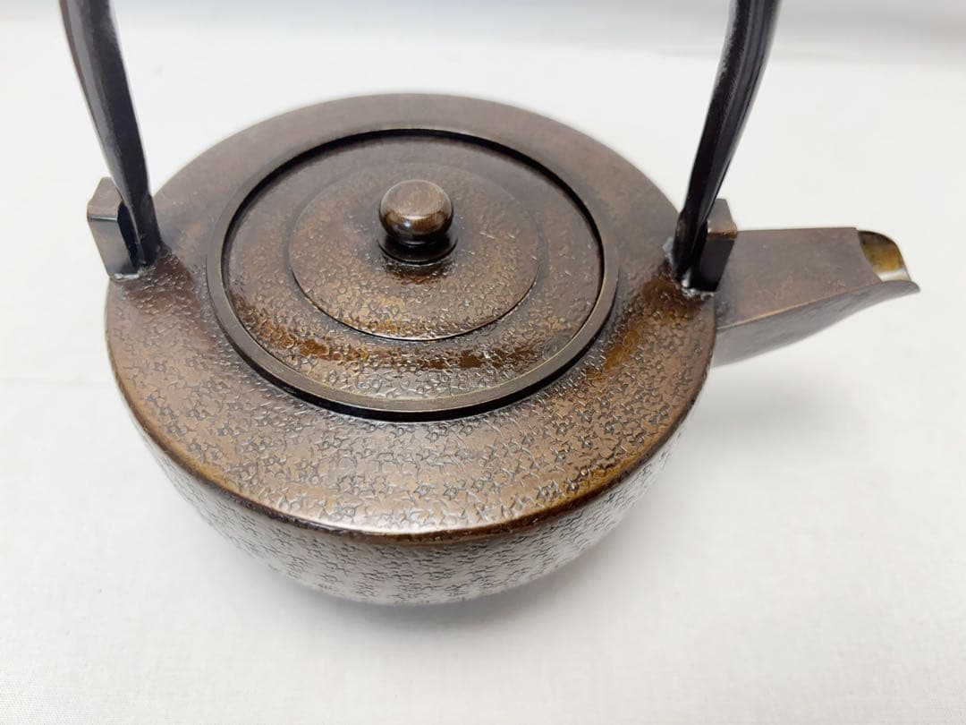 ほぼ未使用 茶道具 金工師 宗禅造 鎚起 銅製 銚子 独楽形 湯