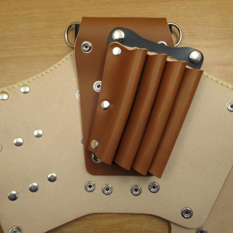 【特別価格】７丁　シザーケース　キャメル＆ダークグリーン SCA-254/CCA