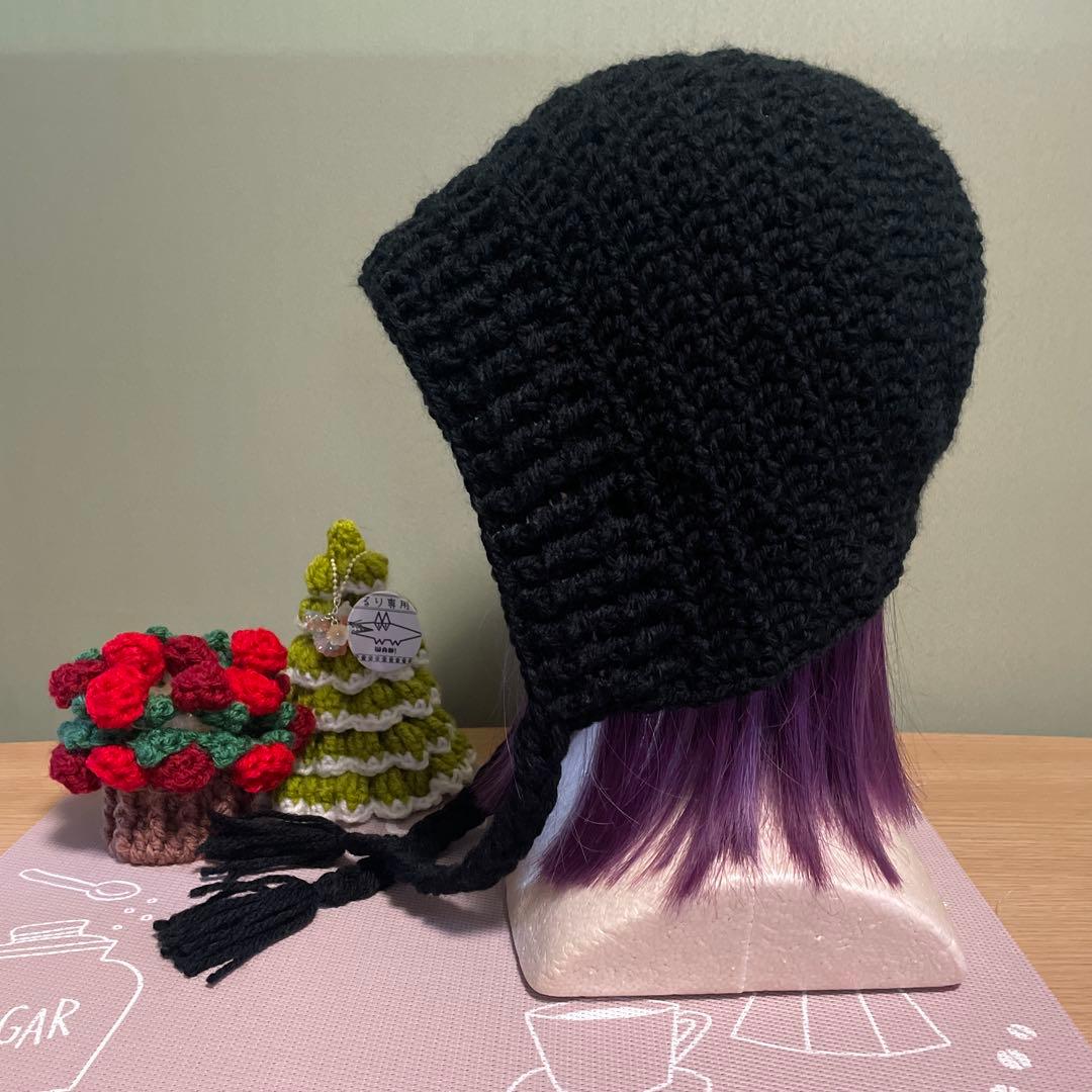 ボンネット バラクラバ ニット帽 ハンドメイド 手編み かぎ編み - メルカリ