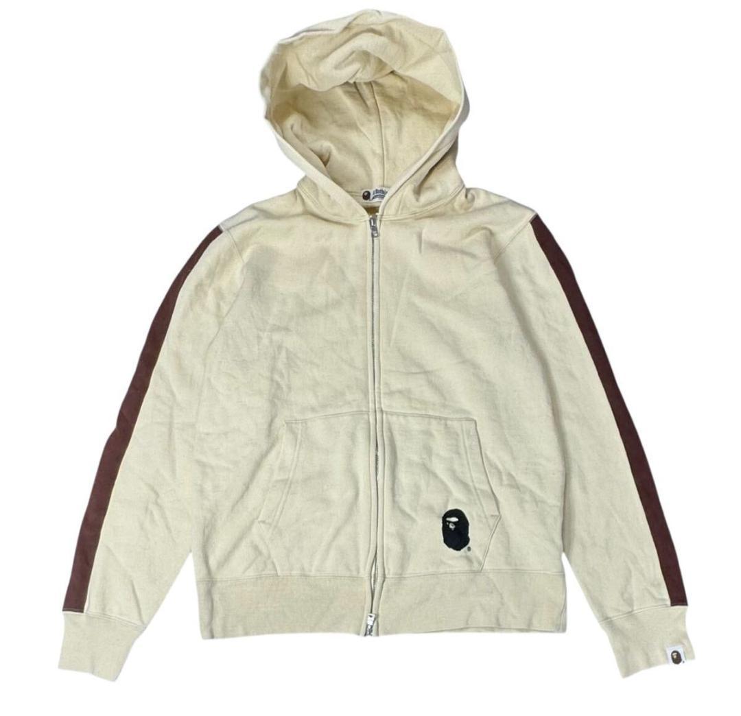 キムタク着用 エイプ ジップアップ スウェットパーカー イエロー M