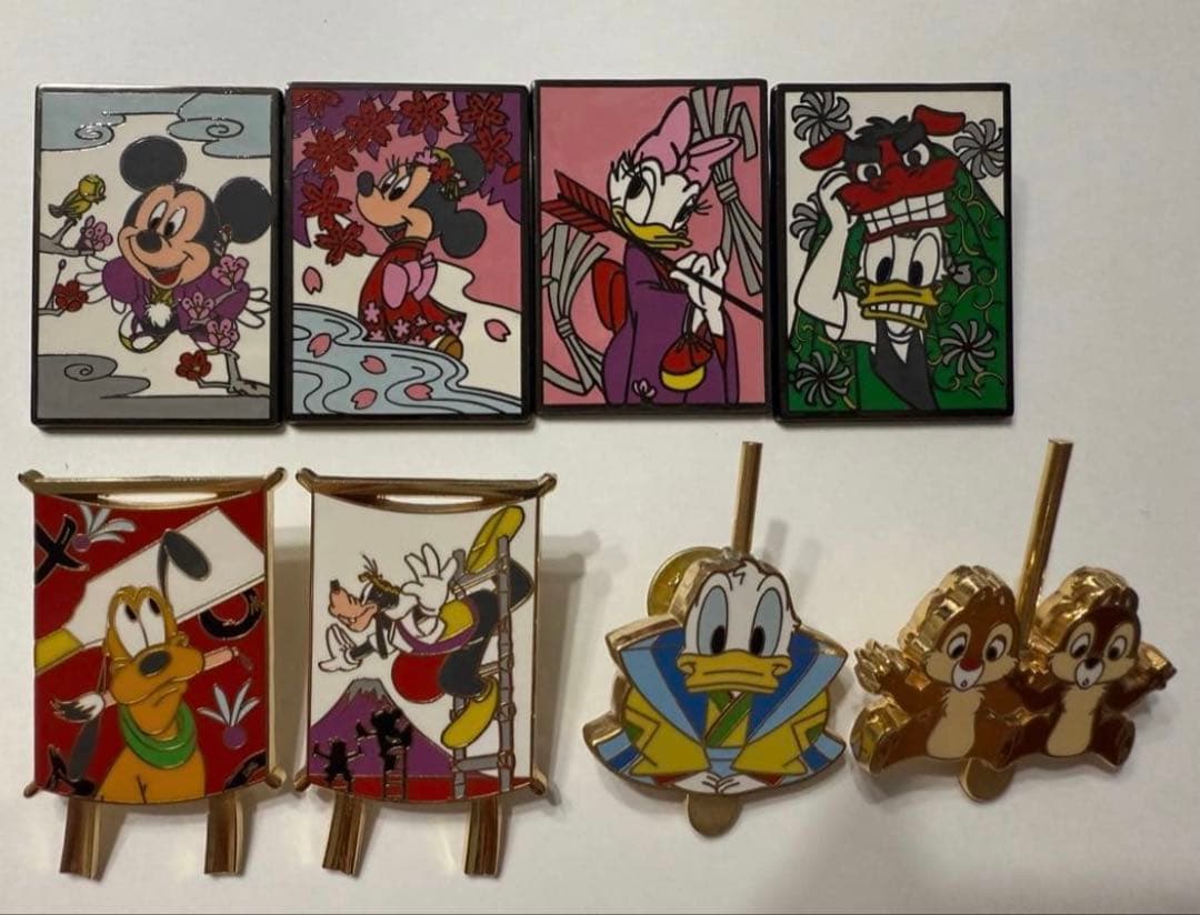ミッキー・ミニー・ドナルド ピンバッジセット　ディズニー　正月　日本　和 ミッキー・ミニー・ドナルド ピンバッジセット ディズニー 正月 日本 和