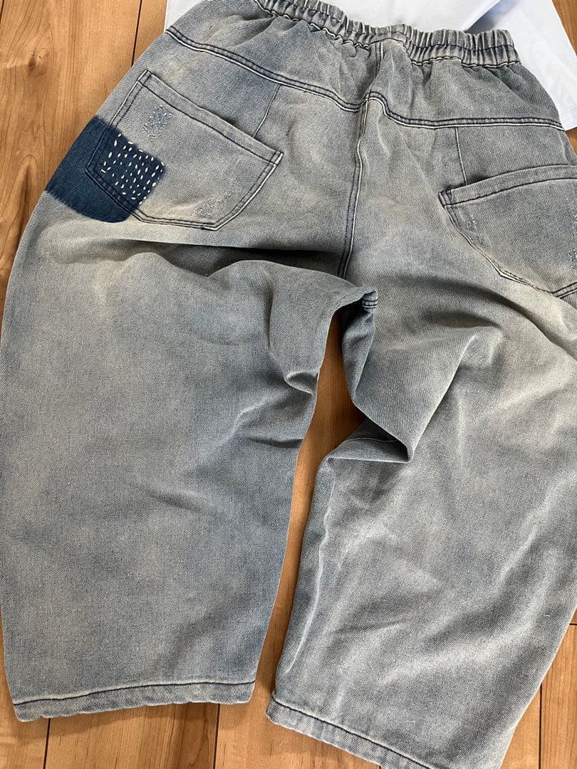 アンティーク調パッチワーク襤褸ゆったり男女通用パンツ