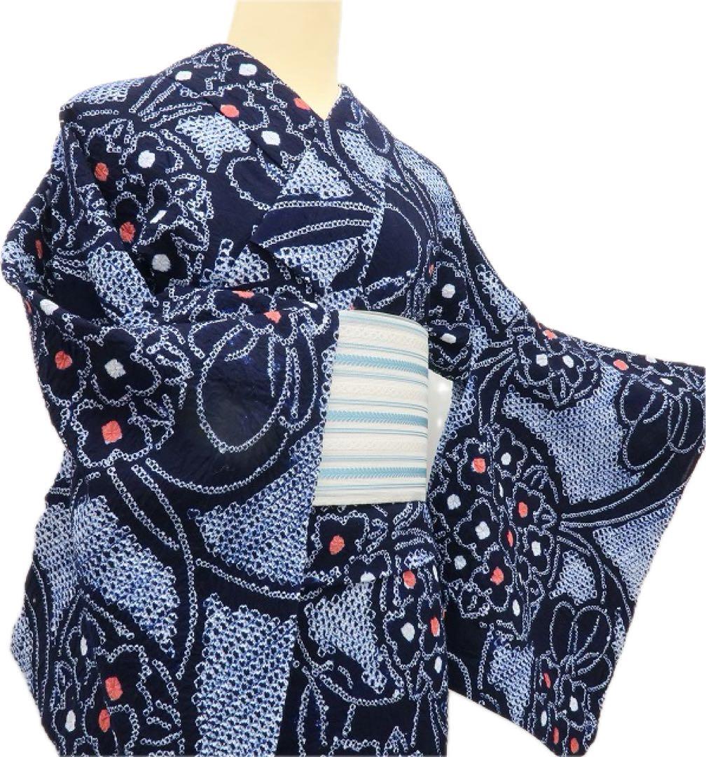 junjun✺美品 有松鳴海絞り 綿 紫陽花 高級浴衣 着物 A3508