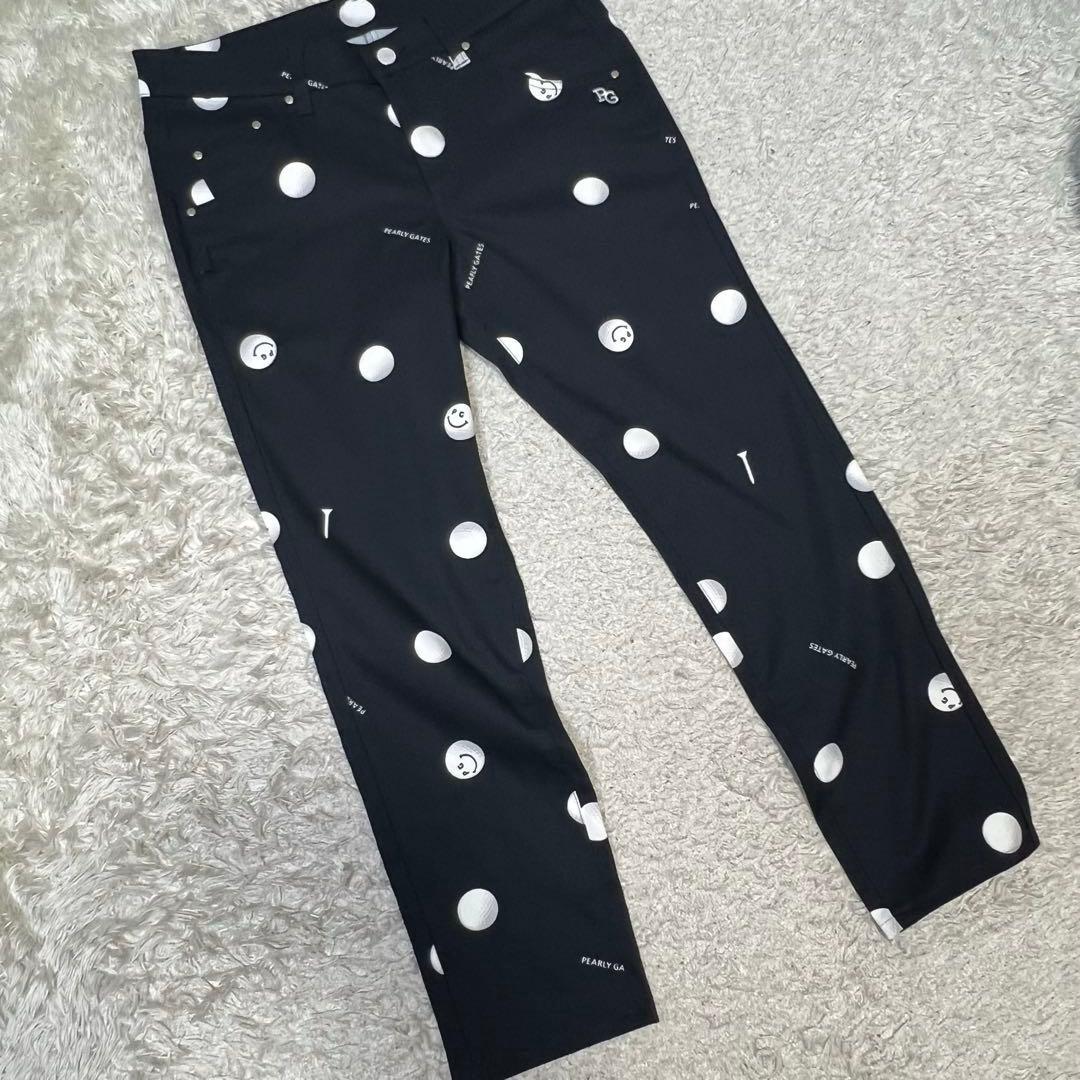 パーリーゲイツ 総柄 ゴルフボールドット＆ティー プリント パンツ レディース