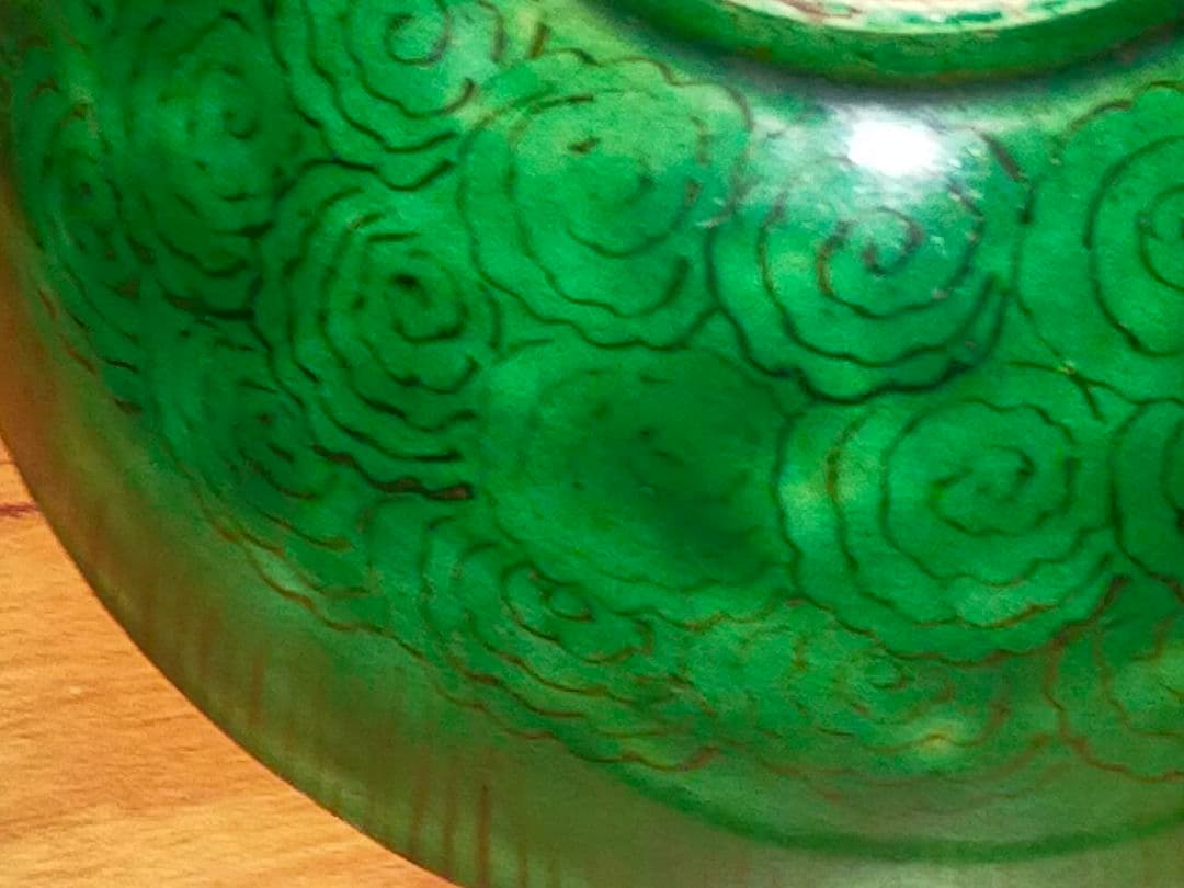 ♥九谷♥ 青手 桃の絵 茶碗 桐箱付き 骨董 古玩