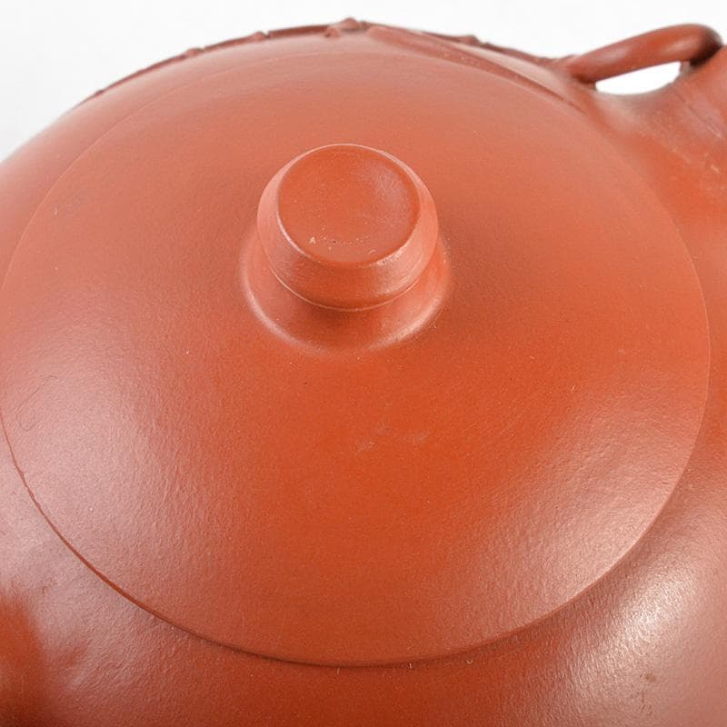 中国　紫砂　朱泥　葉文　急須　茶壷　在銘　C　R5760