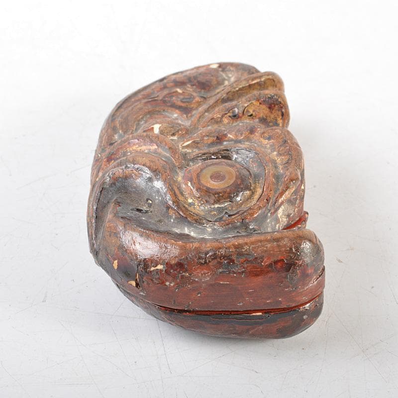 茶道具　唐物　漆塗　螺鈿装飾　魚　香合　時代箱　V　R6108