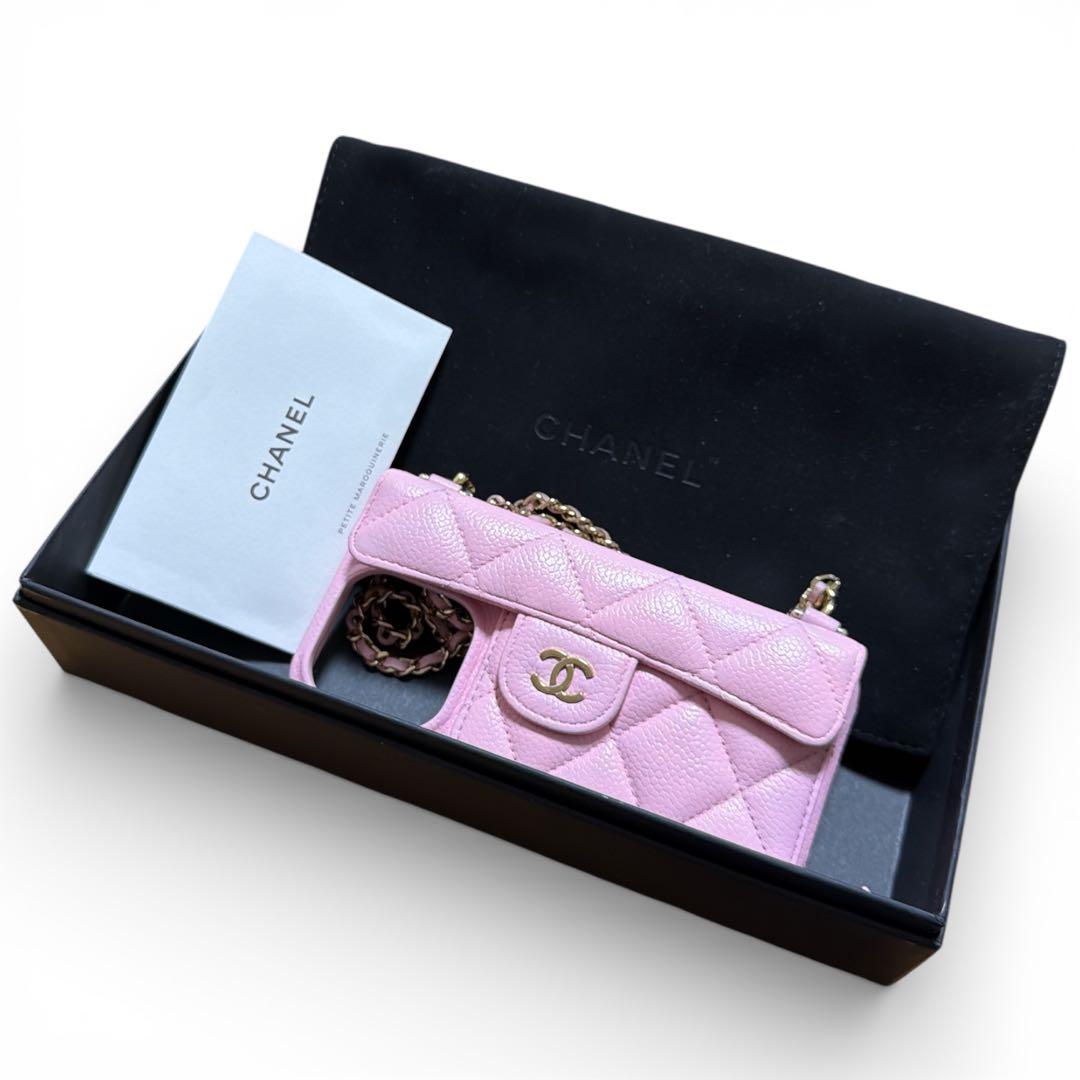 CHANEL】シャネルiPhone14proケース☆マトラッセ キャビアスキン