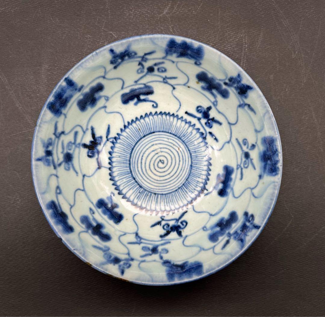 中国美術 古玩 骨董品 清時　雲紋樣青華染付碗 磁器