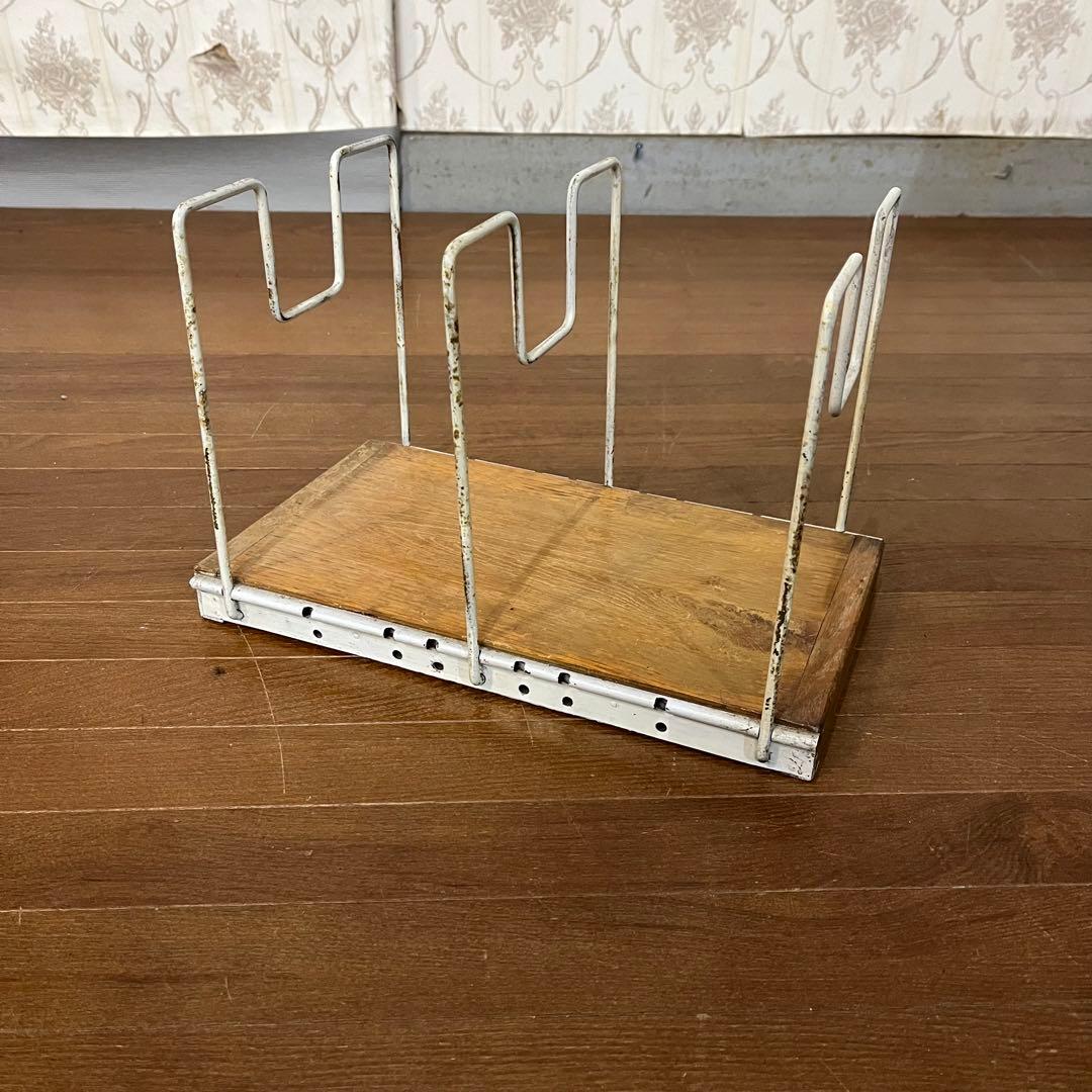 アンティーク】昭和レトロ ワイヤー ブックスタンド 本立て 古道具 古
