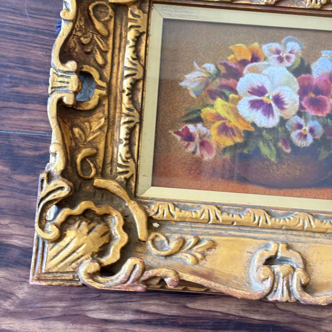 横田善夫「パンジー」油彩 SM 額装 研燦会創立 新潟出身 油絵 油画 絵画