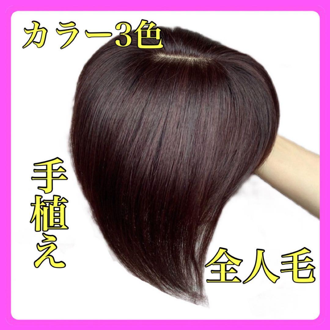 人毛100%総手植え 医療用 部分ウィッ￼グ 茶黒ヘアピース ダークブラウン小顔