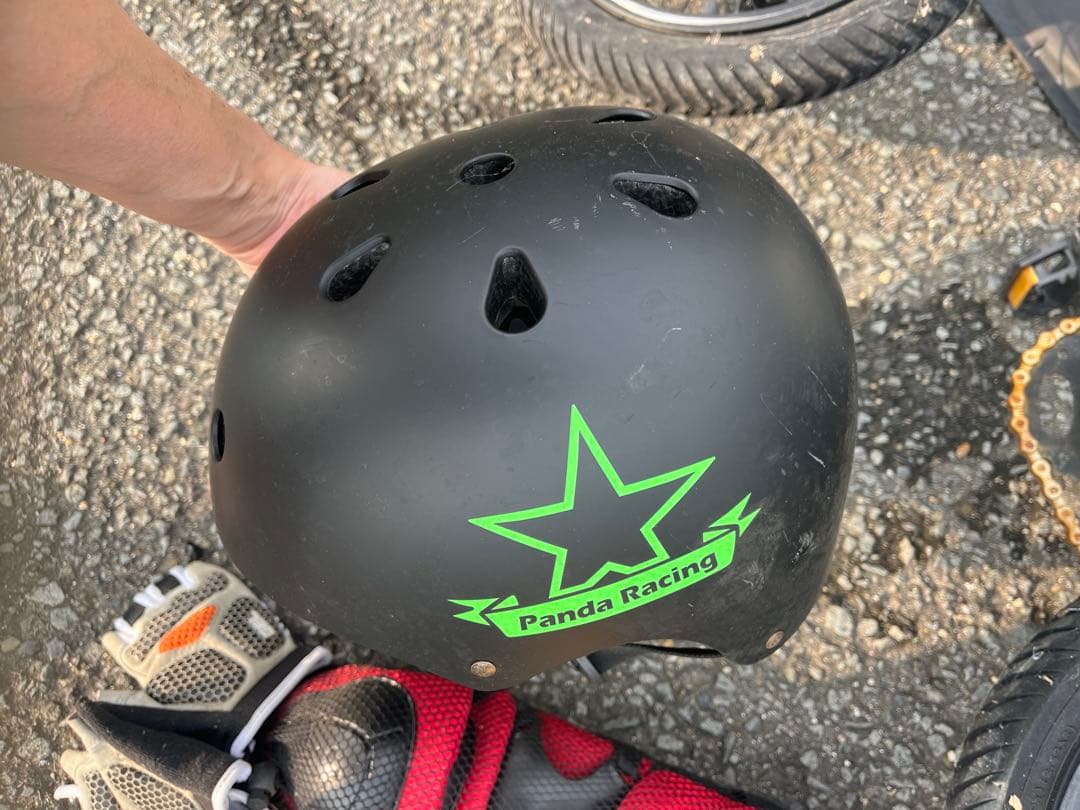 ジャンク品 MOTEL WORKS BMX ジャンプ台三角コーンヘルメット膝当て