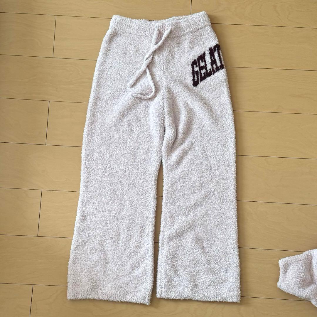 【美品】ジェラートピケ モコモコルームウェア ピンク ロゴ ショート丈 セット