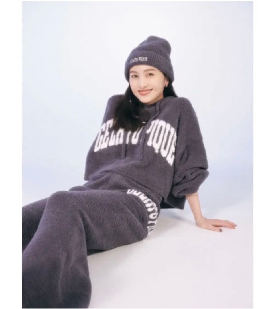 【美品】ジェラートピケ モコモコルームウェア ピンク ロゴ ショート丈 セット