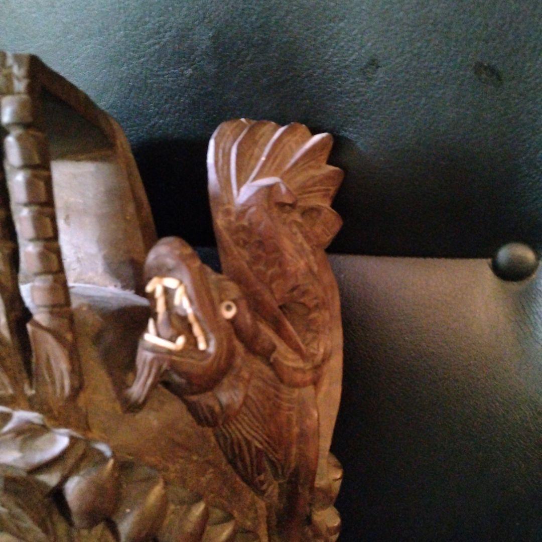 中国 木彫り お面 壁掛け 壁掛け 魔除け