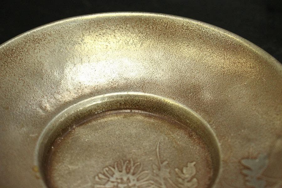 煎茶 錫茶托 四君子紋 円形 二種 十件 まとめて(A874)