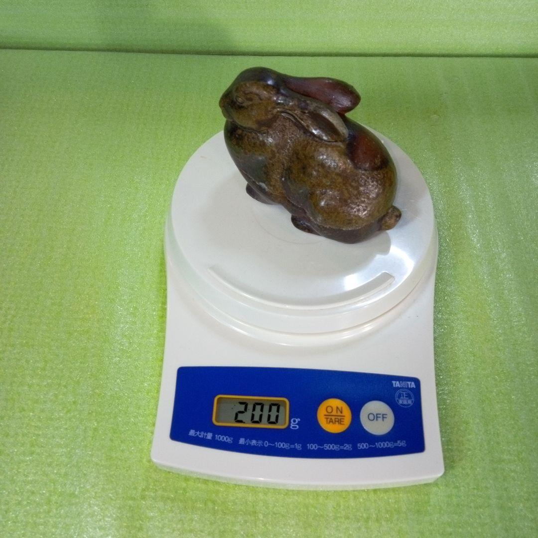 ウサギ型香合　アンティーク　レトロ　茶色　うさぎ　ラビット　リアル　陶器製？