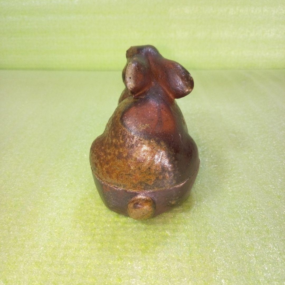 ウサギ型香合　アンティーク　レトロ　茶色　うさぎ　ラビット　リアル　陶器製？