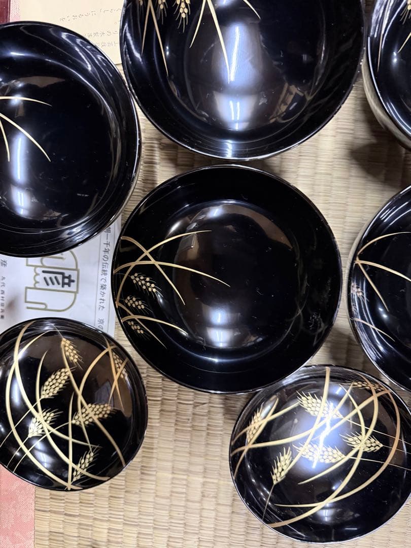 象彦製・黒塗り蒔絵碗 京都 平安象彦 稲穂蒔絵の通販はau PAY