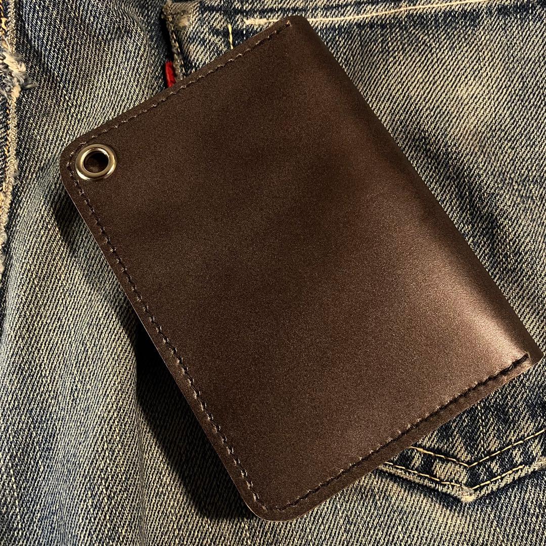 お札が折れない！ミドルトラッカーウォレット 3層 シルバー 栃木レザー