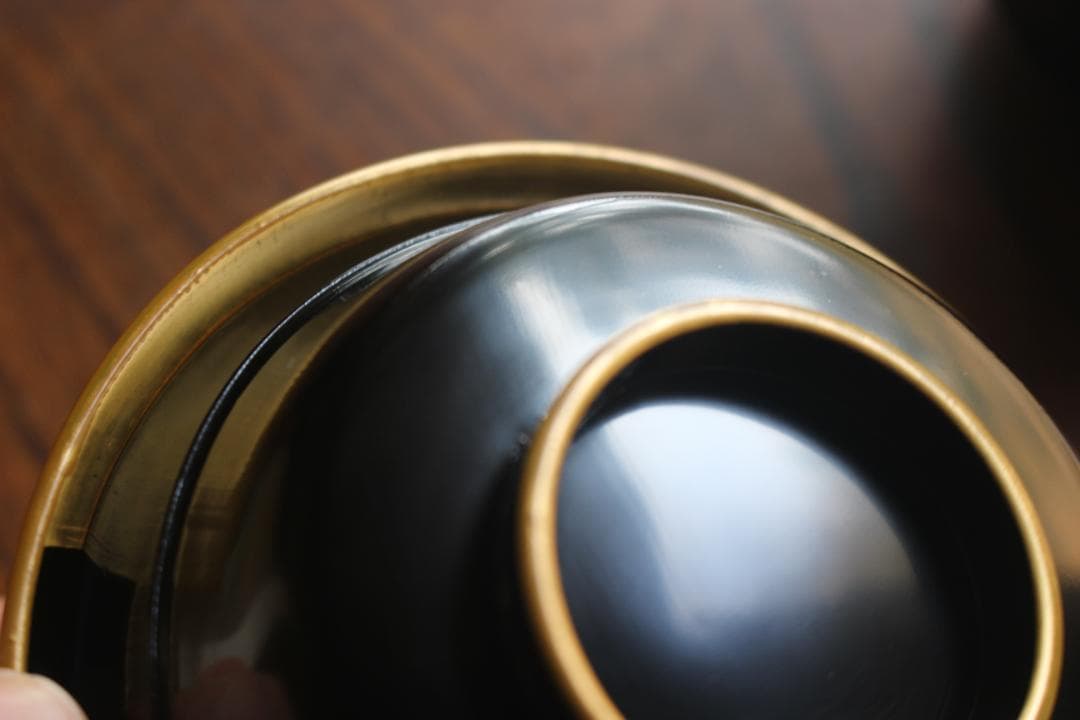 時代逸品！端正な金縁黒漆に極上竜田川蒔絵の映えるお椀2点（