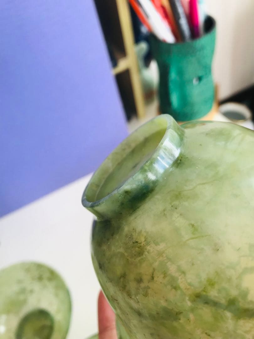 玉杯 緑玉 盃 中国美術 天然石 皿 茶碗 5枚 茶道具 茶器